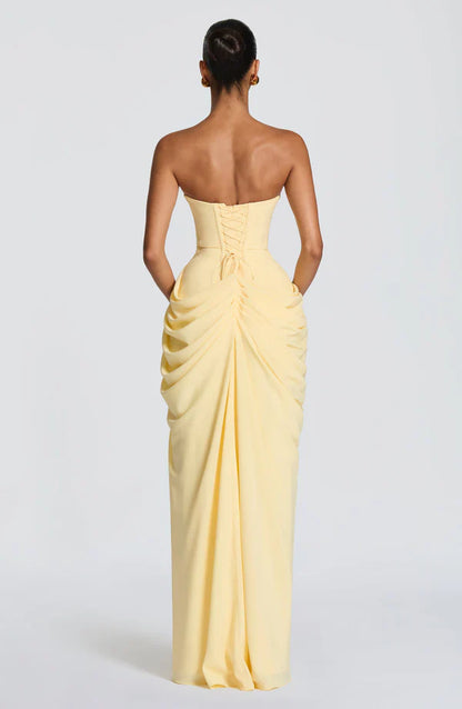 Yellow Corset Slit Maxi