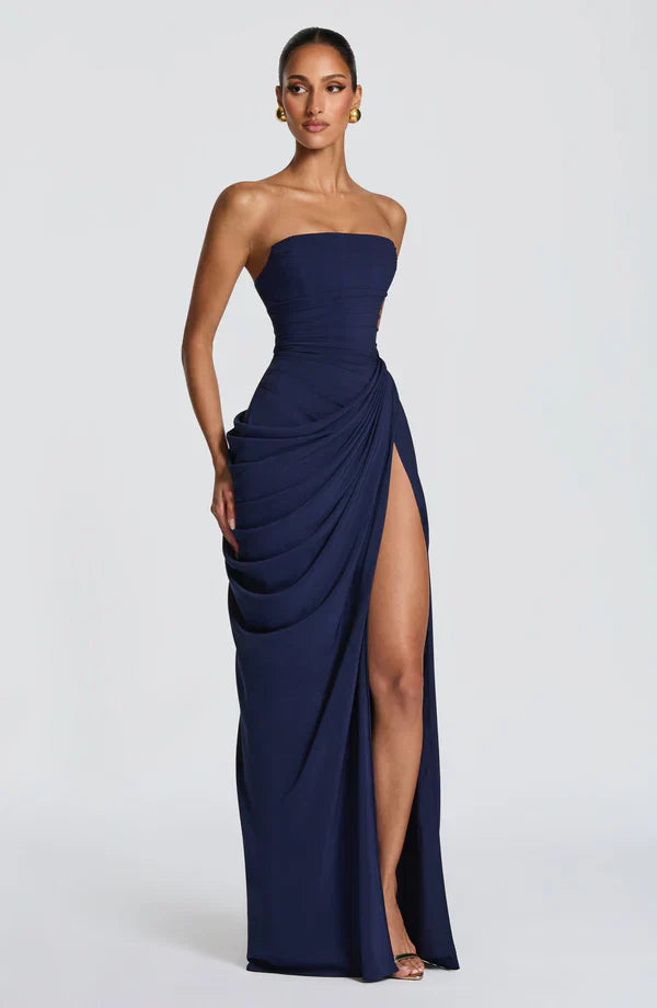 Navy Corset Slit Maxi