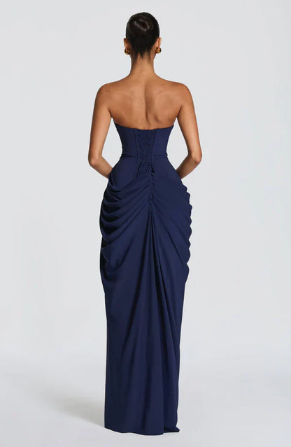 Navy Corset Slit Maxi