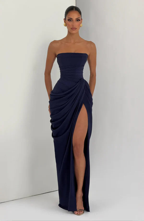 Navy Corset Slit Maxi