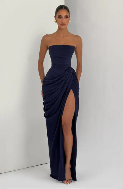 Navy Corset Slit Maxi