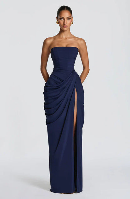 Navy Corset Slit Maxi