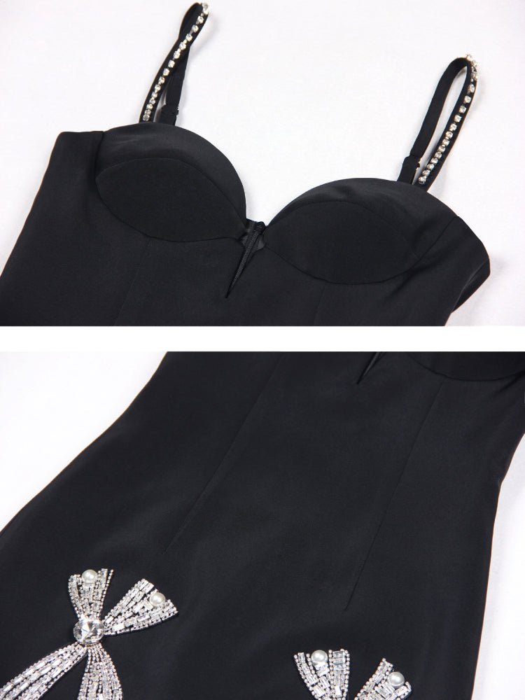 Midnight Crystal Split Mini Dress