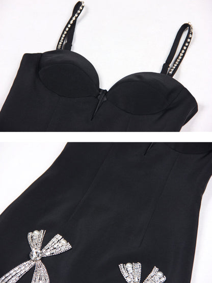 Midnight Crystal Split Mini Dress