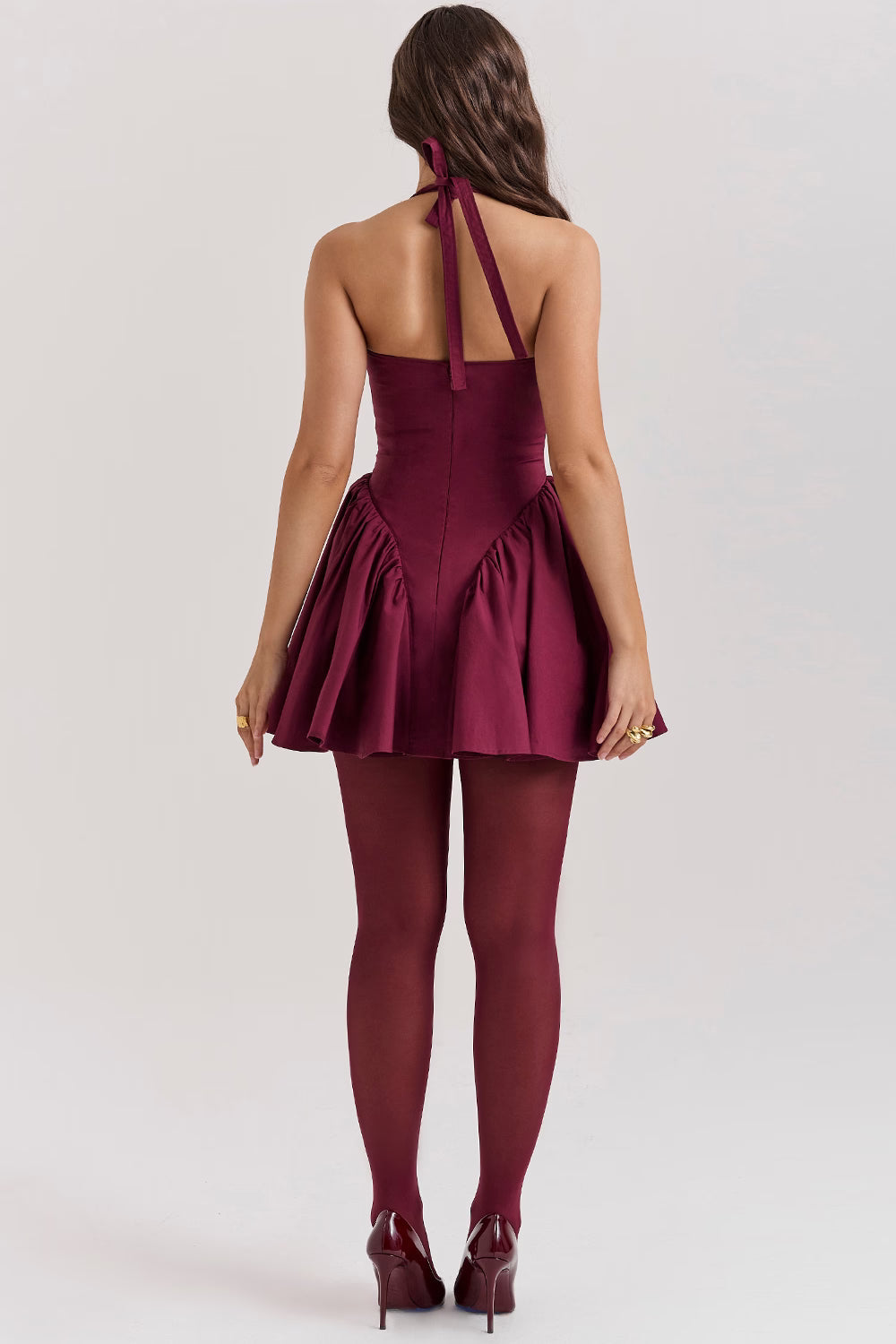 Crimson Muse Halter Mini Dress