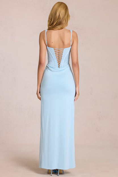 Lunar Sky Lace Corset Maxi Dress - Moonlit Enigma